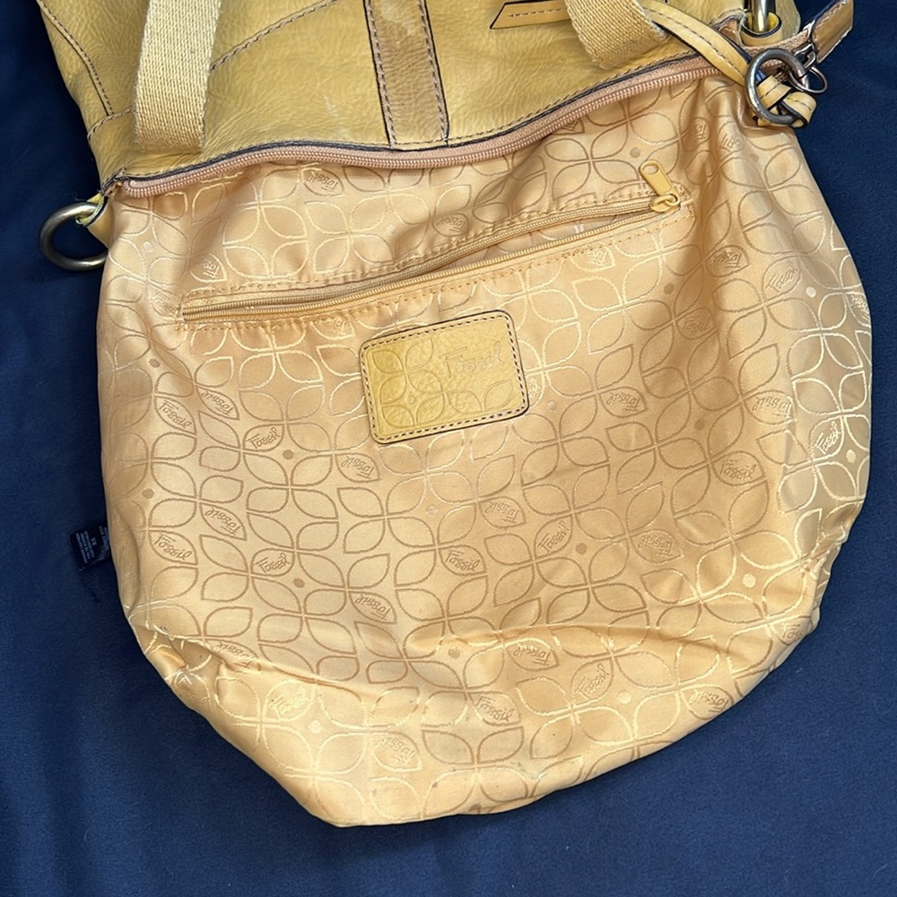 Fossil Mustard Yellow Double Strap Distressed Lea… - image 8